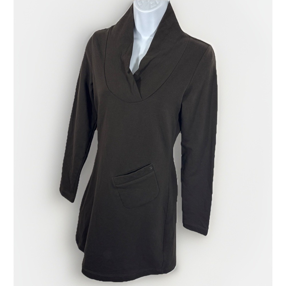 Lolë Women's S Brown Mock Neck Long Sleeve Tunic Dress Organic‎ Cotton Stretch